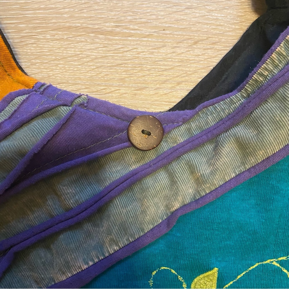 Boho Hippie Sling Crossbody Bag Patchwork Razor Cut Hobo Purse Embroidered - Picture 5 of 7